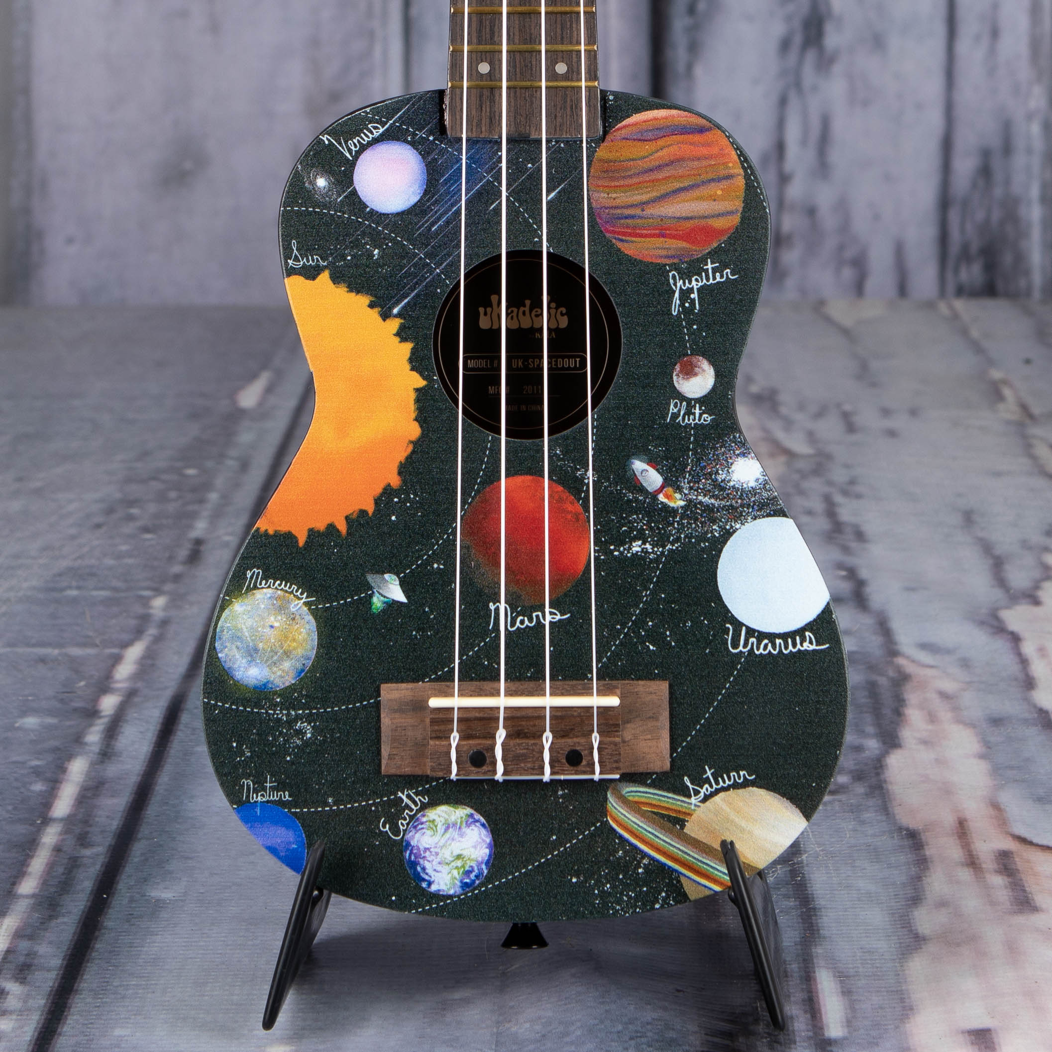 Kala UK-SPACEDOUT Soprano Ukulele, Spaced Out, front closeup