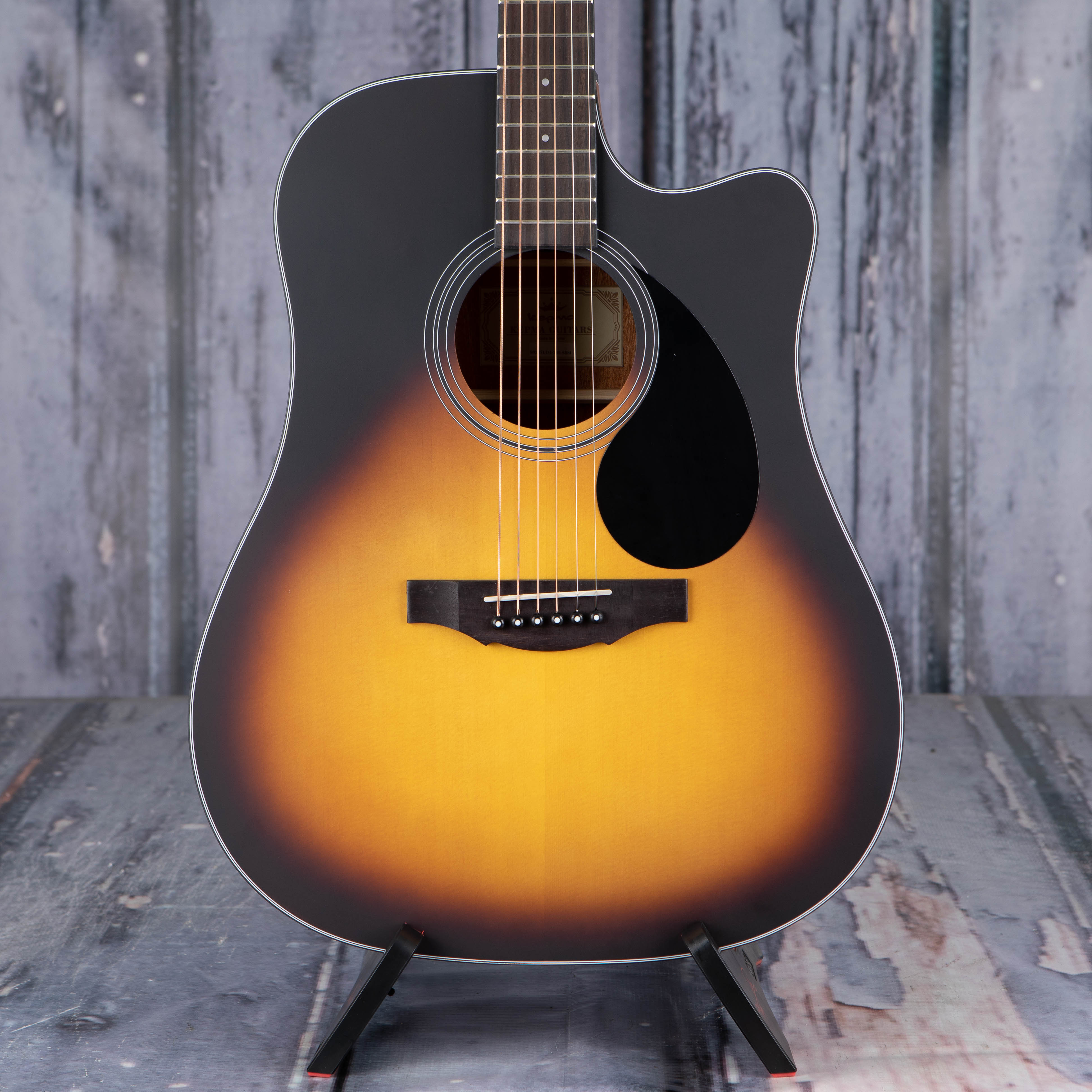 Kepma K3 Series D3-130 Dreadnought Cutaway Acoustic Guitar, Sunburst, front closeup