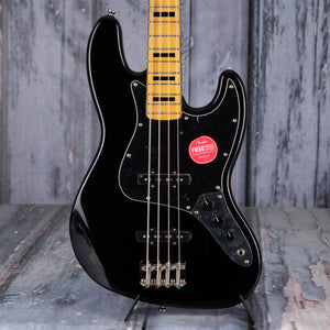 Squier Classic Vibe '70s Jazz Bass Guitar, Black, front closeup