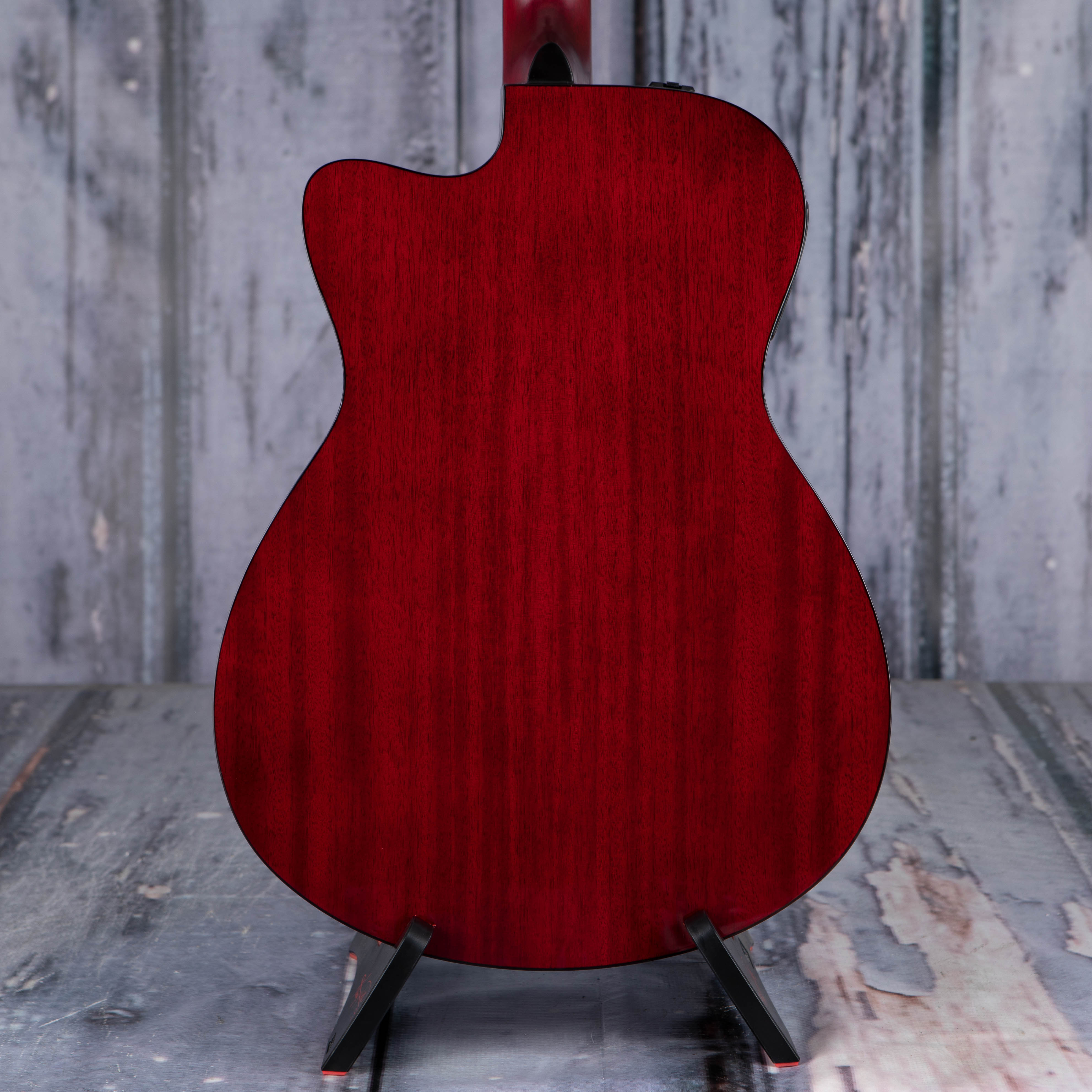 Yamaha FSX800C Concert Cutaway Acoustic/Electric Guitar, Ruby Red, back closeup